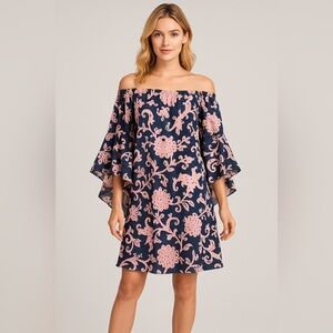 Chic Pink and Blue Midi Dress with Flowing Design 🪷